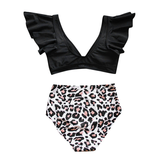 Bikini Estampado Leopardo Cintura Alta Dividido Dos Piezas