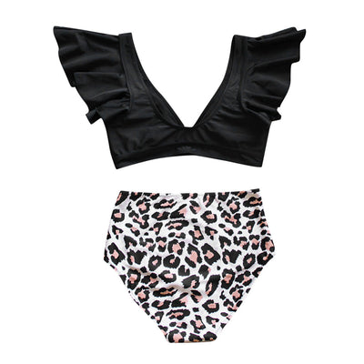 Bikini Estampado Leopardo Cintura Alta Dividido Dos Piezas