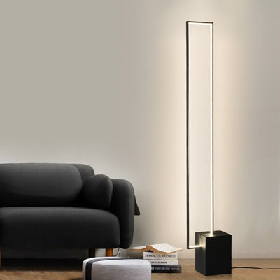 Lámpara de Piso Minimalista Base Cuadrada Luz Negra Moderna - Image 9