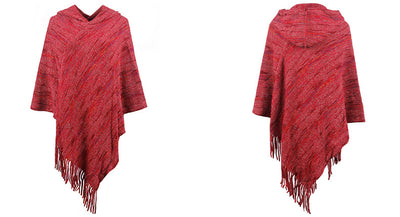 Capa Rayas con Capucha y Borlas para Mujer - Image 19