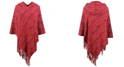 Capa Rayas con Capucha y Borlas para Mujer - Image 19