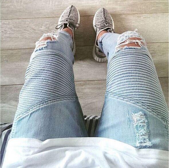 Jeans Biker Ajustados con Roturas para Hombre