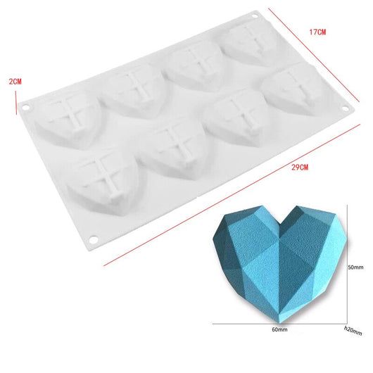 Molde de Silicona para Pastel en Forma de Corazón Diamante - 8 Piezas - Image 3