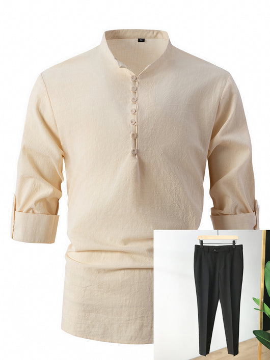 Camisa Casual de Negocios Retro Slim Fit - Algodón y Lino Primavera Otoño - Image 3