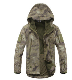 Chaqueta Impermeable Camuflaje Shark Skin con Capucha y Forro Polar - Image 12