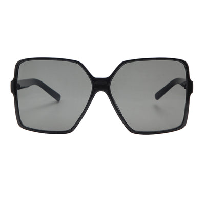 White large frame retro sunglasses with dark gray lenses, shown against a clean white background. - Image 4
