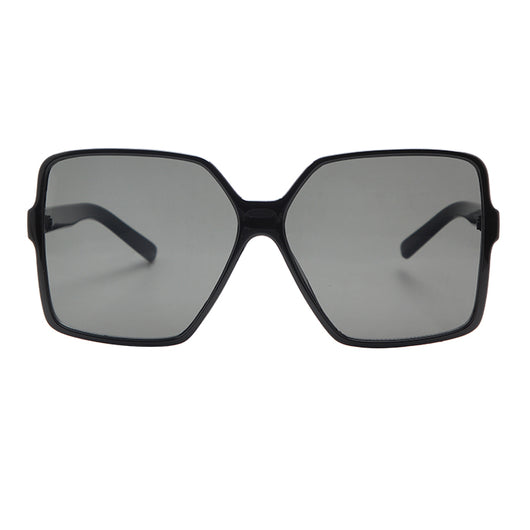 White large frame retro sunglasses with dark gray lenses, shown against a clean white background. - Image 4