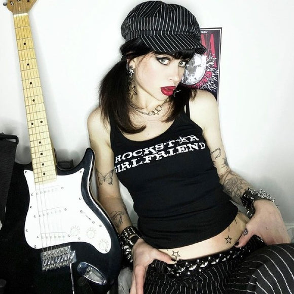 Top Camiseta Gótica Punk Fairy Grunge con Estampado Gráfico Sexy