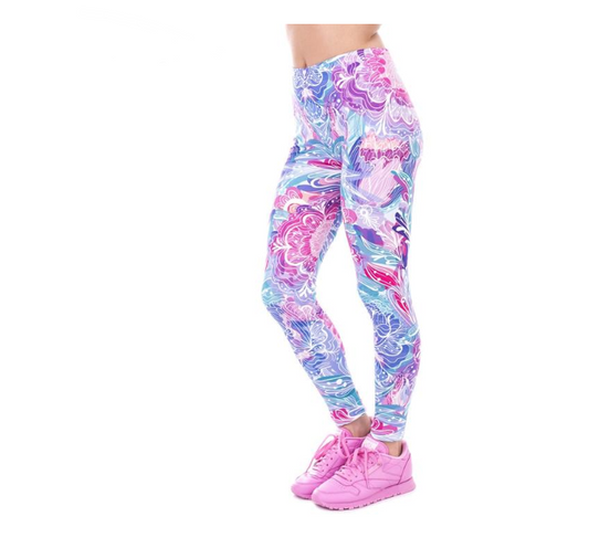 Leggings Deportivos Cintura Alta con Estampado de Flores Púrpura - Image 2