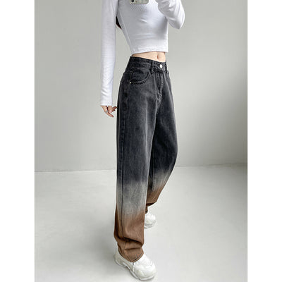 Jeans Rectos de Cintura Alta con Degradado y Corte Holgado - Image 9