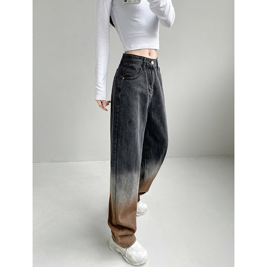 Jeans Rectos de Cintura Alta con Degradado y Corte Holgado - Image 9