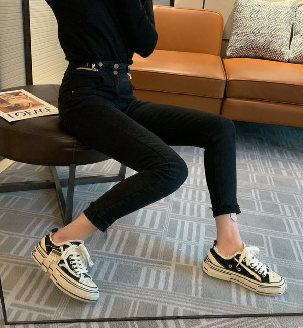 Pantalones Térmicos Ajustados de Cintura Alta con Cierre