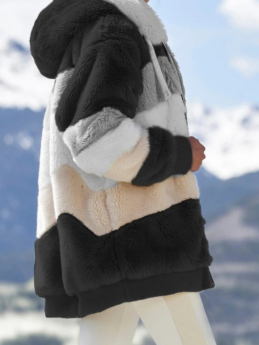 Chaqueta Hoodie Suave Oversize Multicolor para Mujer - Image 7
