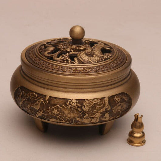 Quemador de Incienso de Cobre Puro Estilo Xuande - Artesanía Zen Tallada a Mano - Image 13
