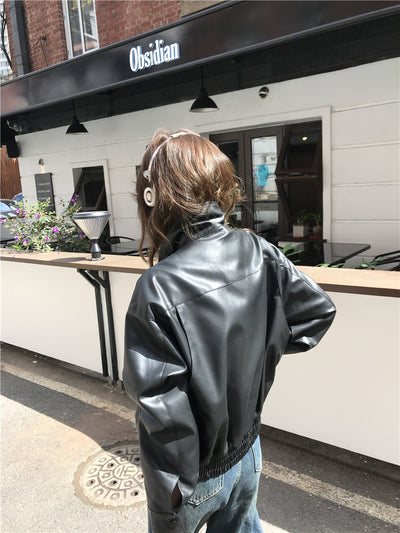 Chaqueta de Cuero Cropped Retro Americana para Mujer - Estilo Cool y Sofisticado - Image 20