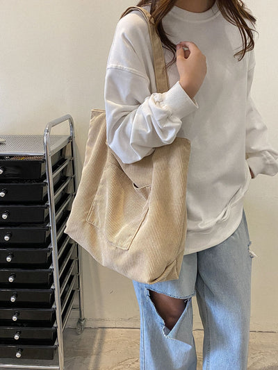 Bolso de Hombro Corduroy Capacidad Grande - Estilo Literario y Versátil - Image 20