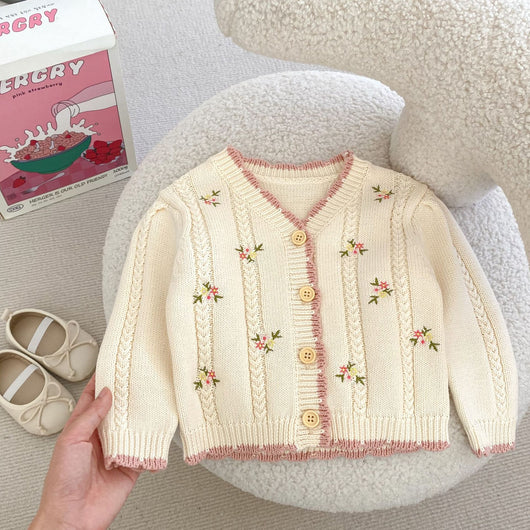 Cardigan Tejido para Niña con Bordado Floral Delicado - Image 9