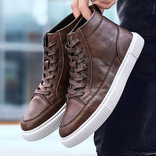 Zapatillas Altas de Cuero Estilo Coreano - Image 8