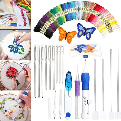 Kit Completo de Bordado DIY + 50 Hilos