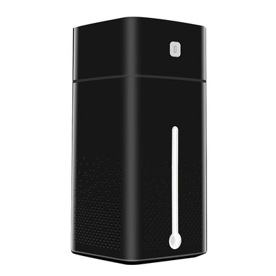 White USB desktop humidifier with a wavy top, colorful gradient lights, and a rose gold accent band. - Image 11