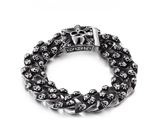 Pulsera de Acero Titanio con Calavera para Hombre - Estilo Rock Punk - Image 2