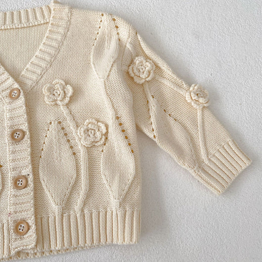 Cardigan Infantil Tejido a Mano con Flores - Image 19