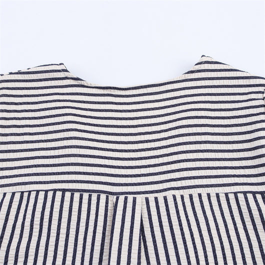 Blusa Rayada con Moño - Manga Corta Versátil para Verano - Image 15
