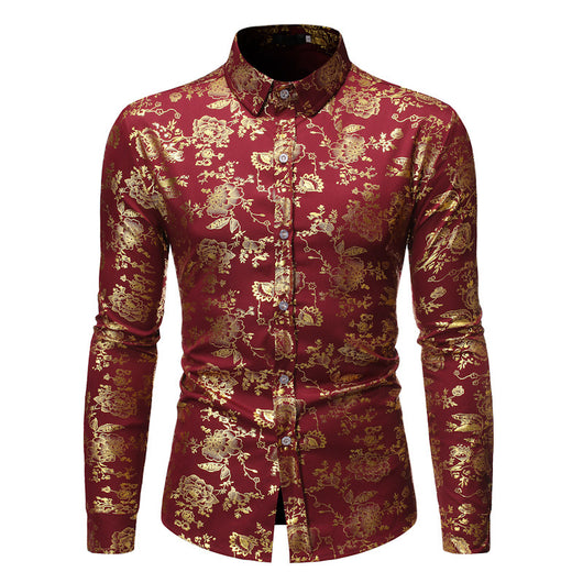 Camisa Casual de Hombre con Estampado Metalizado y Solapa - Image 4