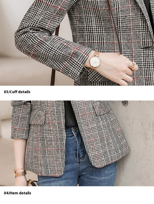 Blazer Cuadriculado Mujer con Cintura Ajustada - Image 21