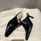 Zapatos de Cuero Vacuno con Punta Cerrada y Tacón Fino Plisado