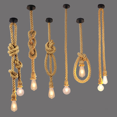 Lámpara Colgante Industrial de Cuerda de Cáñamo - Diseño Retro Loft