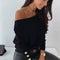 Blusa Sexy con Hombro Descubierto y Botones Decorativos