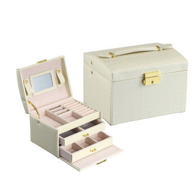 Joyero de Cuero PU con Tres Niveles y Doble Cajón para Joyas - Image 3