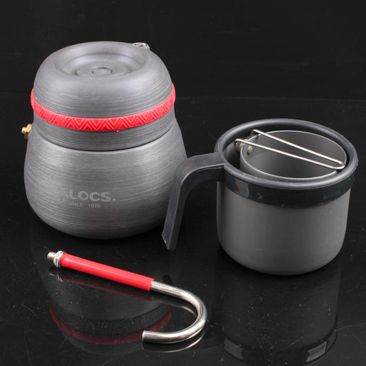 Cafetera Portátil de Aluminio 350ml con Tazas para Camping y Picnic - Image 3