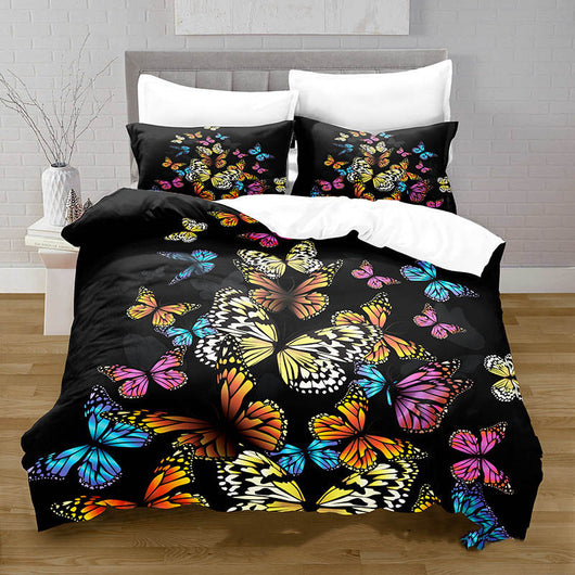 Juego de Ropa de Cama Funda Nórdica Estampado Mariposas Impresión 3D Digital Tela Cepillada - Image 9