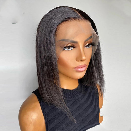 Peluca Bob Liso Frontal de Encaje Transparente 13x4