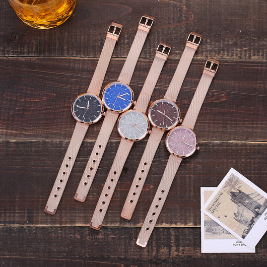 Reloj Romántico Cielo Estrellado para Mujer - Acero Dorado Rosa con Cristales - Image 8