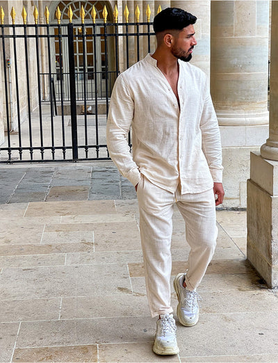 Traje Deportivo Europeo Hombre con Mangas Largas de Lino - Ropa de Trabajo Versátil - Image 20
