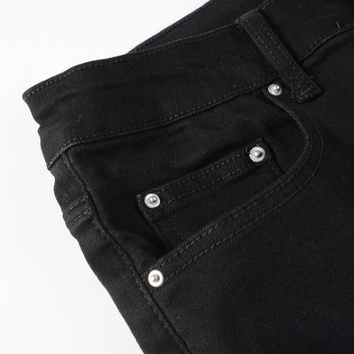 Jeans Slim Fit Rotos con Parches Plateados para Hombre - Image 14
