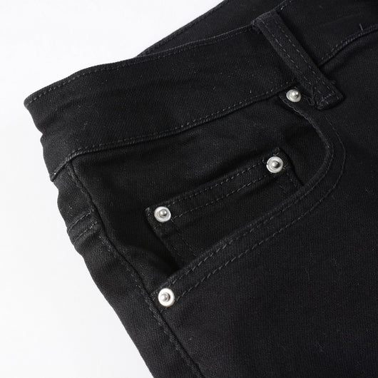 Jeans Slim Fit Rotos con Parches Plateados para Hombre - Image 14