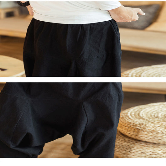 Pantalones de Lino Holgados Retro para Hombre Talla Grande - Image 3