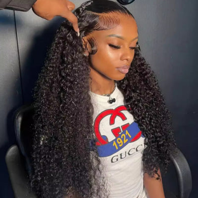 Peluca Larga Rizada Negra con Encaje Frontal - Estilo Creative Fashion