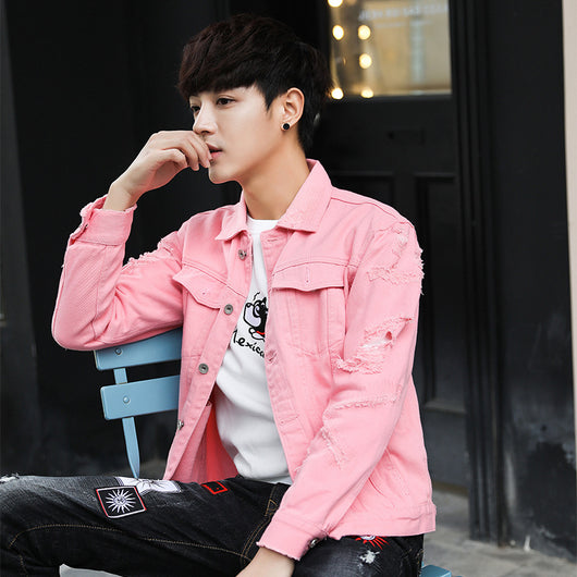 Chaqueta de Mezclilla Suelta con Detalles Rotos para Hombre - Image 4