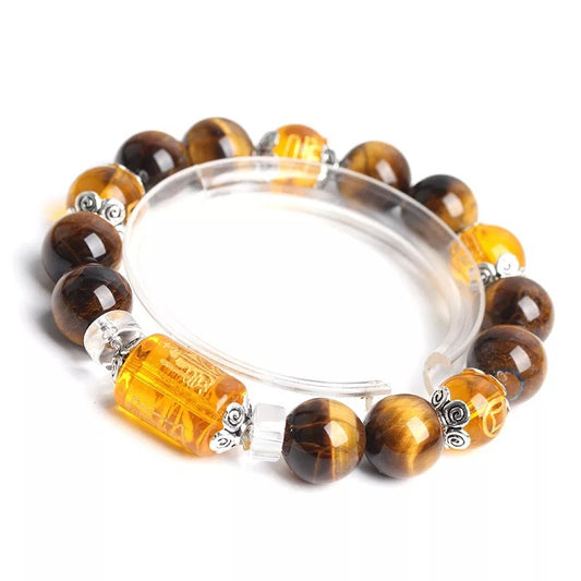 Pulsera de Cuentas Ojo de Tigre Dios de la Riqueza - Amuleto de Abundancia