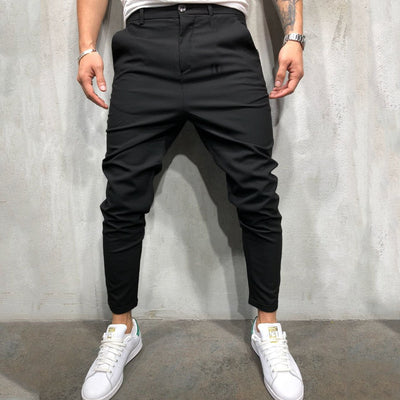 Pantalones Casuales Slim Fit en Tela Tejida Color Sólido para Hombre - Image 7