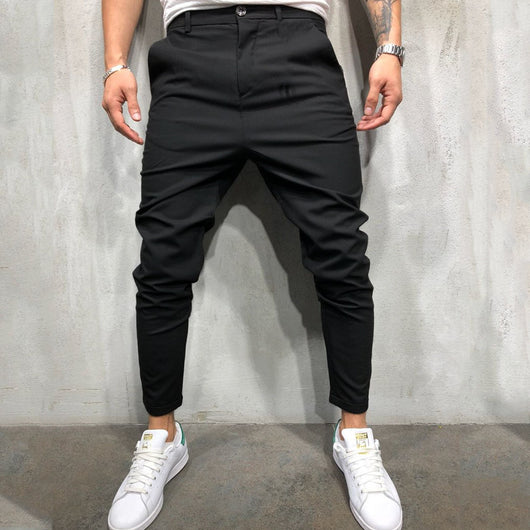 Pantalones Casuales Slim Fit en Tela Tejida Color Sólido para Hombre - Image 7