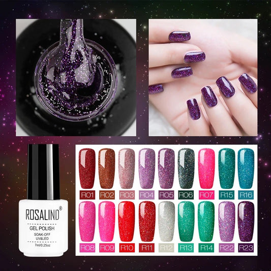 Uñas de Terapia Lumínica Arcoíris con Diseño de Estrellas - 29 Colores