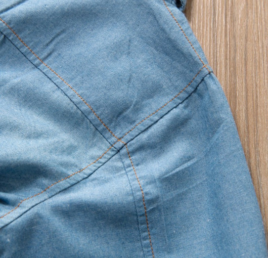 Vestido Infantil Denim con Panel de Malla - Falda de Moda - Image 12