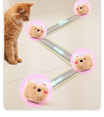 Plush orange and white hamster toy on wheels inside a transparent pink rolling ball, with components shown. - Image 12