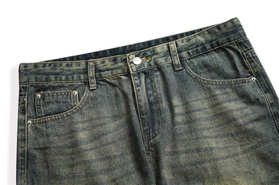 Jeans Vintage Holgados Teñidos Amarillo Barro para Hombre - Image 14